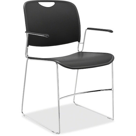 United Chair Co Chair, w/Arms, Stack, Polyshell, 22inx22-1/2inx31in, BK,  UNCFE2PCFS03
